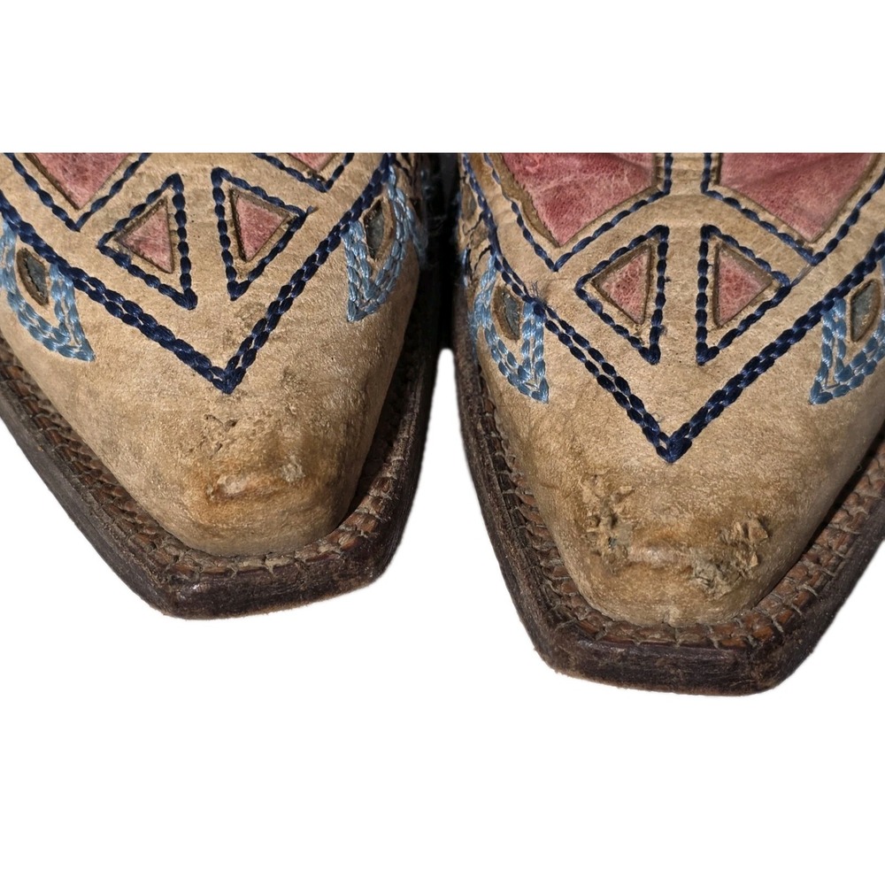 Corral Vintage Sz 6.5 M Fancy Heart Wings Peace Snip Toe Cowboy Western Boots - Picture 8 of 8